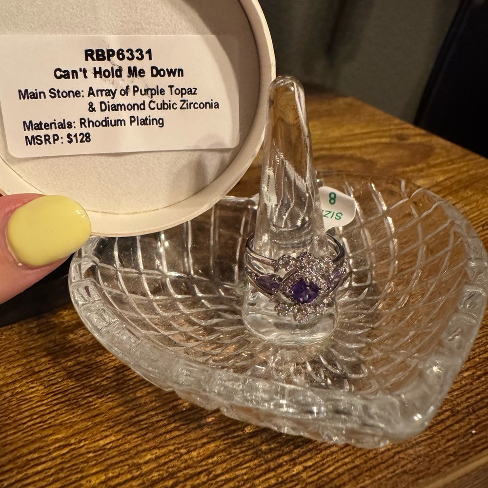 BP purple topaz and CZ on rhodium